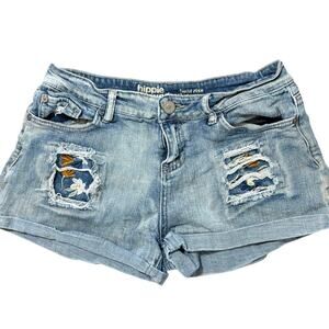 Hippie Laundry Mid Rise Embroidered Denim Shorts Size 30 Boho Festival